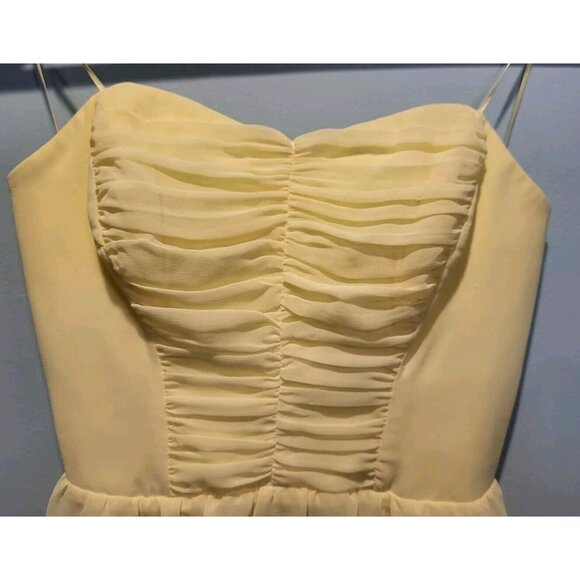 New Yellow Chiffon Strapless Tie Back Top Guess Sz S Peplum Pleated - Picture 2 of 8